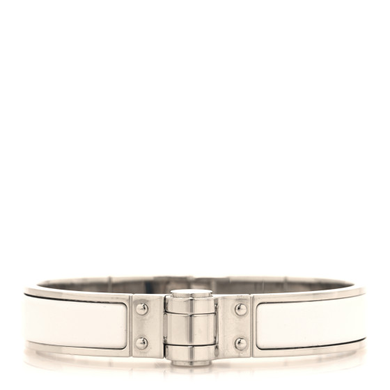 Enamel Charniere Uni Narrow Hinged Bracelet M White
