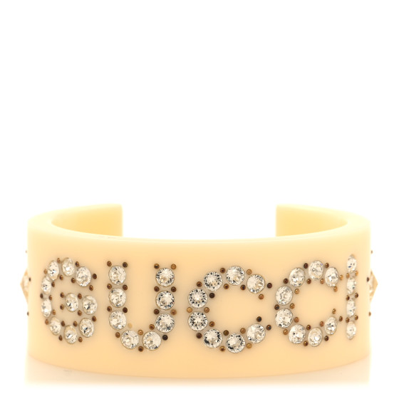 Resin Crystal Cuff Bracelet S White