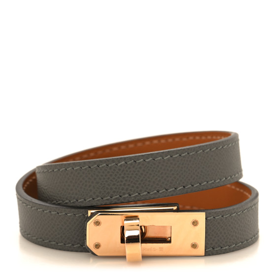 Epsom Kelly Double Tour Bracelet Gris Meyer