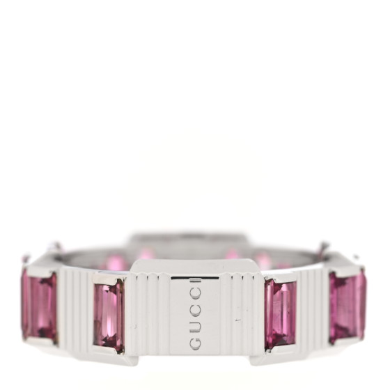 18K White Gold Rubellite 7mm Link to Love Ring 50 5.5