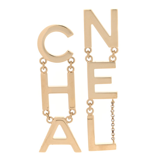 Metal Cha-Nel Logo Drop Earrings Gold