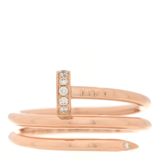 18K Pink Gold Diamond Double Juste Un Clou Ring 50 5.25