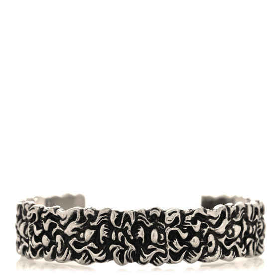 Metal Lion Mane Cuff Bracelet S Aged Silver