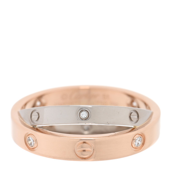 18K Pink White Gold 6 Diamond LOVE Ring 51 5.75