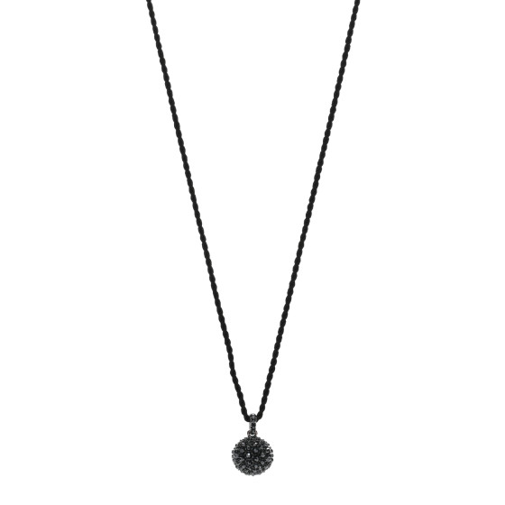 Sterling Silver Hematine 20mm Cable Berries Pendant Cord Necklace Black