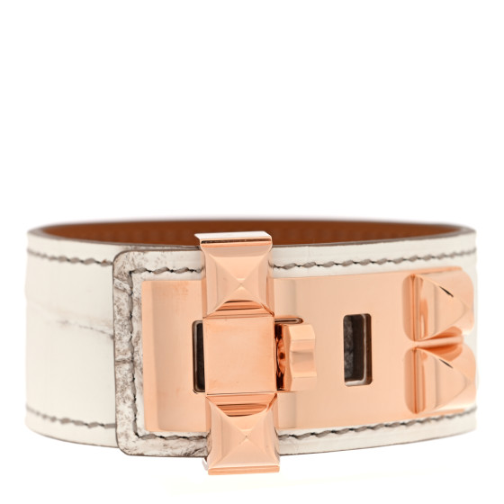 Matte Niloticus Crocodile Himalaya Collier De Chien CDC 24 Bracelet T2 Blanc