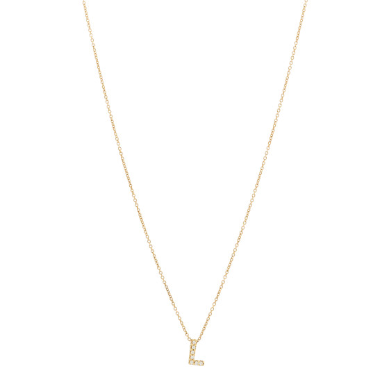 18K Yellow Gold Diamond Love Letter L Pendant Necklace