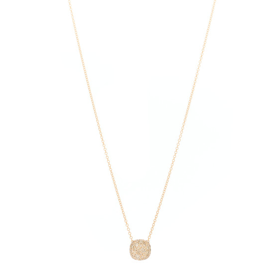 18K Rose Gold Diamond Petite Pave Cushion Pendant Necklace