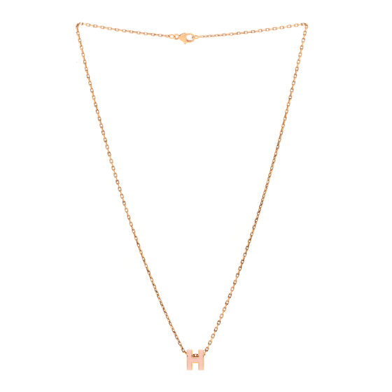 Lacquered Rose Gold Mini Pop H Pendant Necklace Rose Dragee