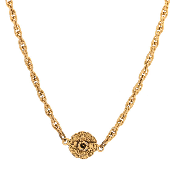 Metal Camellia Chain Necklace Gold