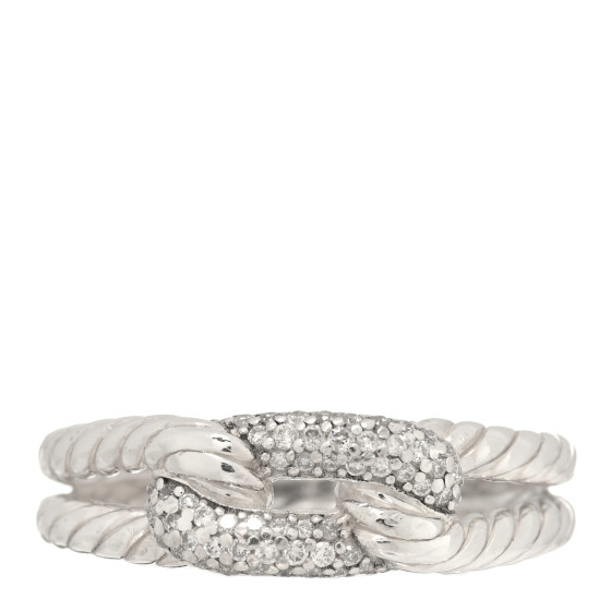 Sterling Silver Diamond Pave Petite Single Loop Labyrinth Ring 50 5.25