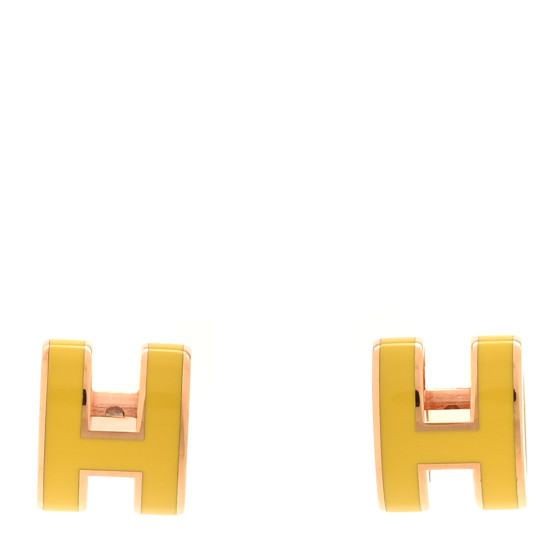 Rose Gold Lacquered Mini Pop H Earrings New Jaune De Naples
