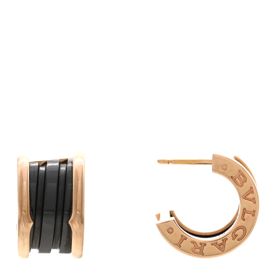 18K Rose Gold Black Ceramic B.Zero1 Hoop Earrings