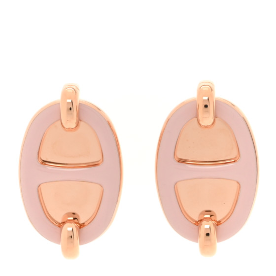 Enamel Mini Maillon Earrings Rose Candeur