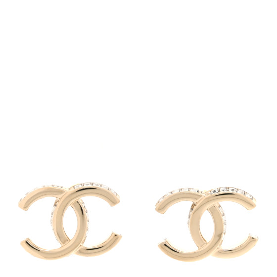 Metal Baguette Crystal CC Earrings Gold