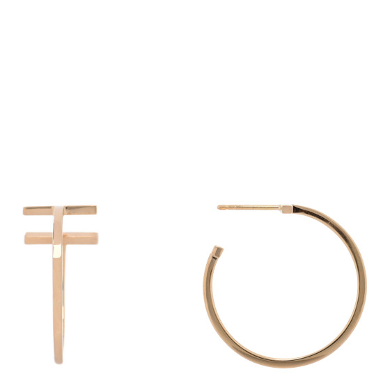 18K Rose Gold Medium T Wire Hoop Earrings