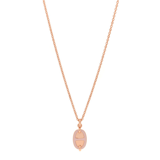 Metal Enamel Mini Maillon Pendant Necklace Rose Candeur