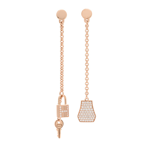 18K Rose Gold Diamond Kelly Clochette Drop Earrings