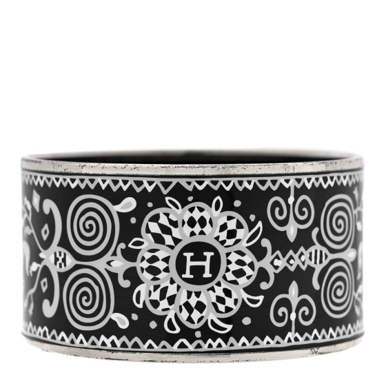 Enamel Printed Horses Extra Wide Bracelet Black White