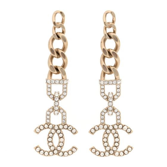Metal Crystal CC Vendome CC Dangle Earrings Gold