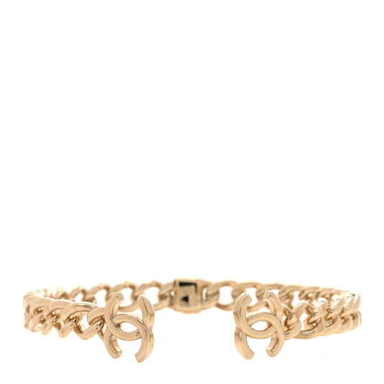 Metal CC Chain Link Choker Necklace S Gold