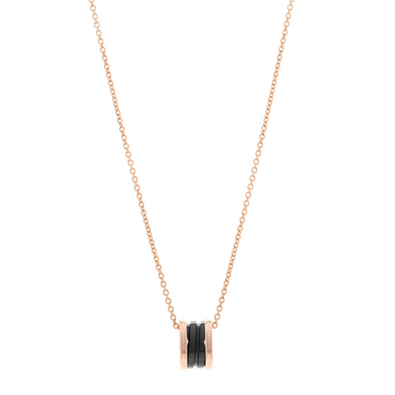 18K Rose Gold Black Ceramic B.Zero1 Pendant Necklace