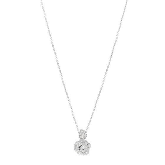 18K White Gold Diamond Small Rose Dior Bagatelle Necklace