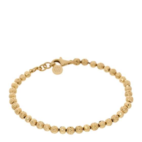 18K Yellow Gold Classic Chain Hammered Bead Bracelet