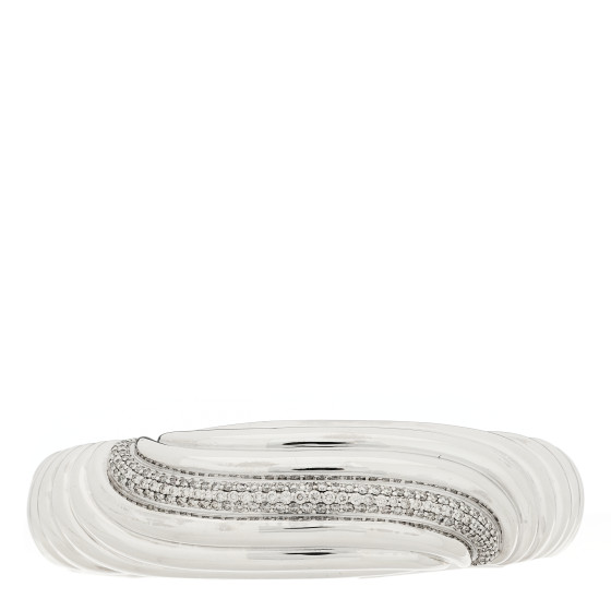Sterling Silver Diamond Sculpted Cable Cuff Bracelet