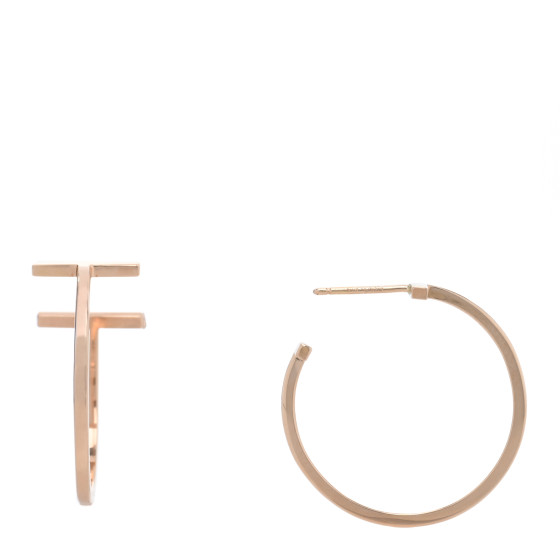 18K Rose Gold Medium T Wire Hoop Earrings