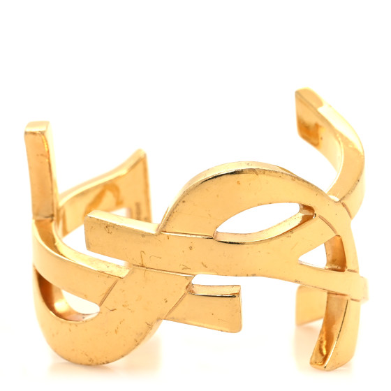 Brass Monogram Medium Cuff Bracelet Gold