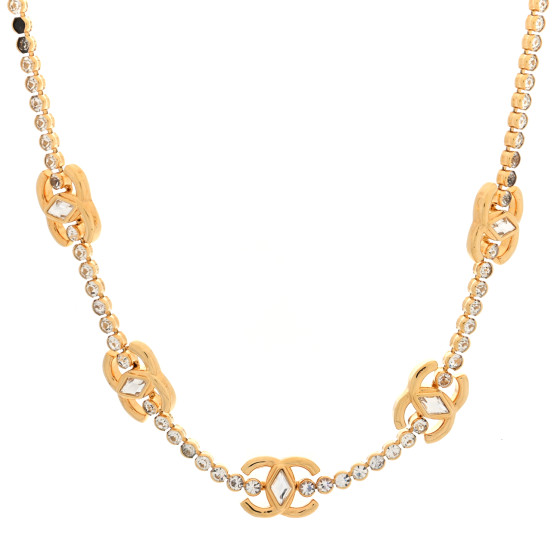 Metal Crystal CC Marquise Choker Gold