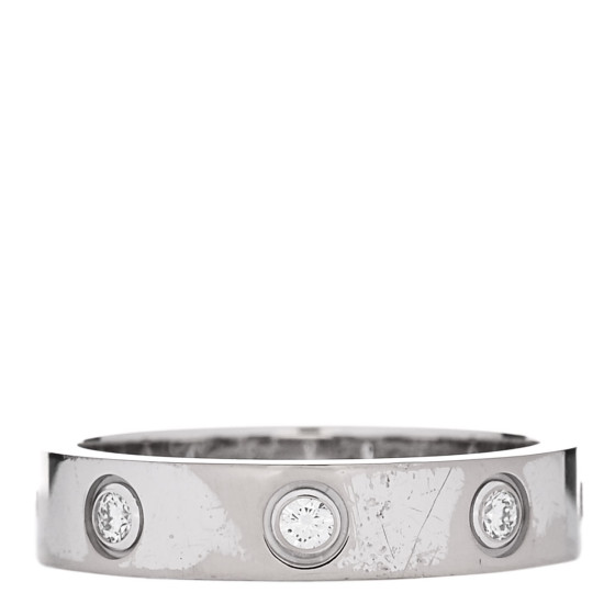 18K White Gold 8 Diamond 4mm Wedding Band LOVE Ring 50 5.25