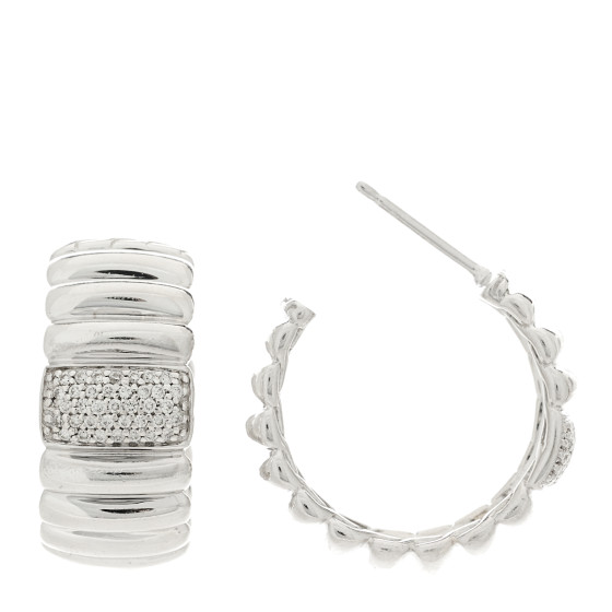 Sterling Silver Diamond Hoop Earrings
