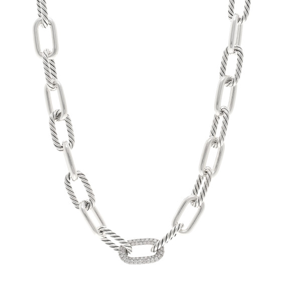 Sterling Silver Diamond 11mm Madison Chain Necklace