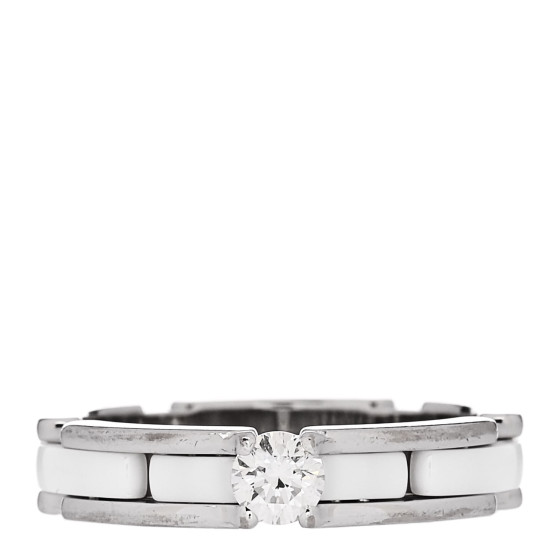 18K White Gold Ceramic Diamond Slim Ultra Ring 50 5.5 White