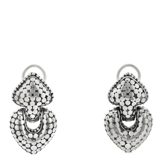 Sterling Silver Dot Door Knocker Heart Drop Earrings