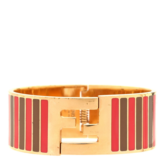Enamel Fendista Medium Bracelet Gold Brown Rosso