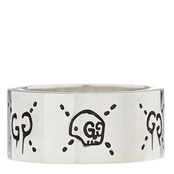 Sterling Silver GucciGhost Hamlet Skull Band Ring 52 6