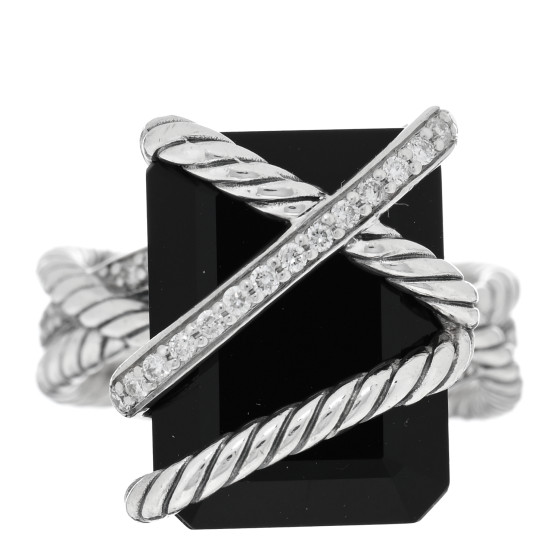 Sterling Silver Diamond Black Onyx 15mm Cable Wrap Ring 50 5.25