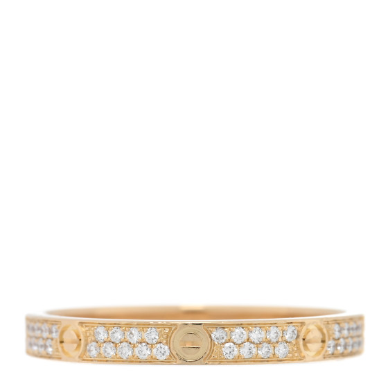 18K Yellow Gold Diamond 2.6mm LOVE Paved Band Ring 55 7.25