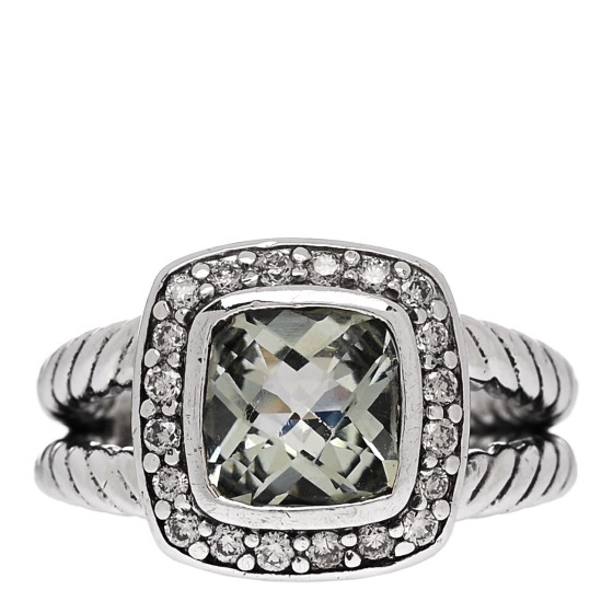 Sterling Silver Diamond Prasiolite 7mm Petite Albion Ring 45 3.5
