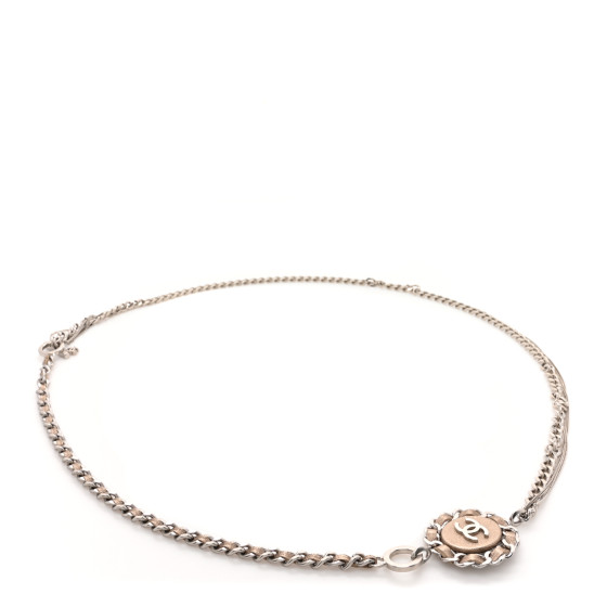 Lambskin Chain CC Medallion Belt Silver Gold