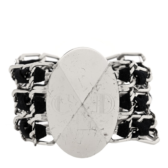 Metal CD Chain Bracelet Black Silver