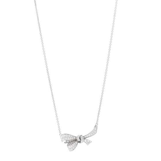 18K White Gold Diamond Tilda's Bow Pendant Necklace