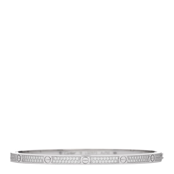 18K White Gold Diamond Small LOVE Paved Bracelet 18