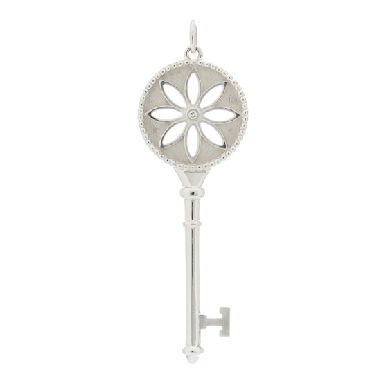 Sterling Silver Diamond Large Daisy Key Pendant