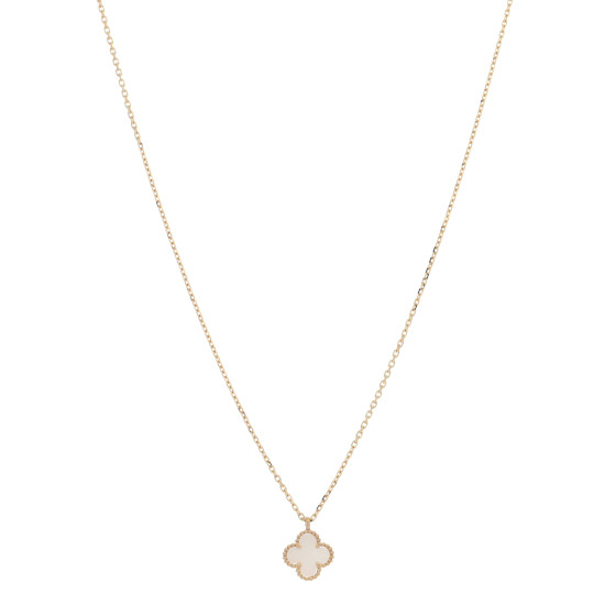 18K Yellow Gold Mother of Pearl Sweet Alhambra Pendant Necklace