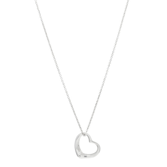 Sterling Silver 22mm Elsa Peretti Open Heart Pendant Necklace
