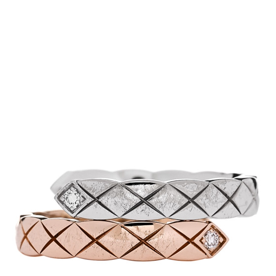 18K White Beige Gold Diamond Coco Crush Toi et Moi Ring 50 5.25